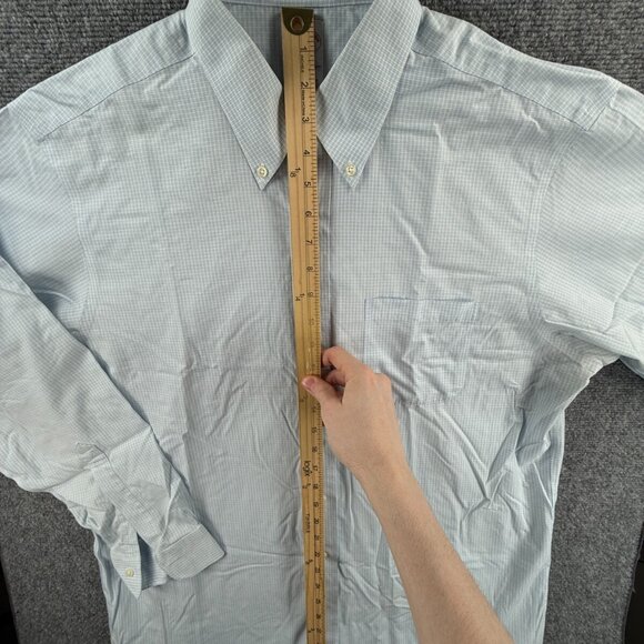 Brooks Brothers Non Iron Button Up Shirt Cotton Men 16.5 35 Madison Blue Check - Picture 3 of 16